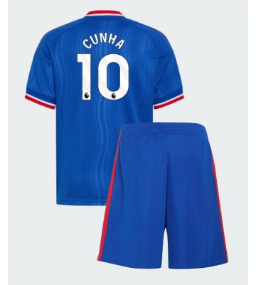 Manchester United Matheus Cunha #10 Replika Bortatröja Barn 2026-27 Kortärmad (+ Korta byxor)